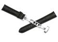 19Mm Cow Leather Watch Band Alligator Grain Padded Replacement Deployment Strap Black 19. 