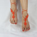 【Prices are Now don't Cotton Handmade Crochet Anklet Crocheted Barefoot Sandals Cotton Handmade Anklet National Platform. 
