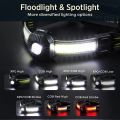 LED Headlight, Super Bright Rechargeable 500 Lux COB Headlight, with 10 USB Headlight Modes, and Waterproof. 