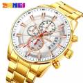 SKMEI 9285 Men's Business Multifunction Date Display Chronograph Stainless Steel Watch - Golden/Silver. 