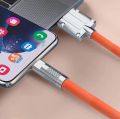 Type C USB Cable 120W Extra Thick Data Transferring and Charging Cable for Smartphone and Tablet Zinc Alloy and Silicone Phone Charger Type C Cable and Quick Transferring. 