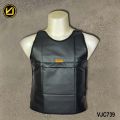 VIRJEANS (VJC739)  Leather Looks Chest Protector Guard with Inner Fur - Black. 