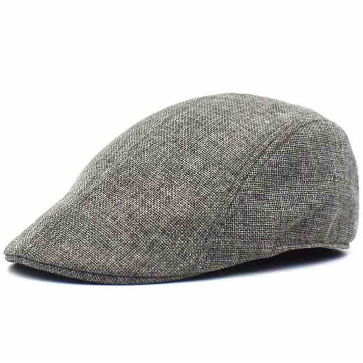 Solid Stylish Casual Cotton Flat Hat For Men | Grey Plain Cotton Retro Sytyle British Hat For Men | Retro Cap For Men