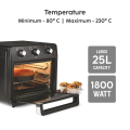 Glen Air Fryer Oven 25 Litre Time and Temperature Control, 1800W - Black , 1 Year warranty (3050 AFO). 
