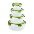 1/4Pcs Safe Plastic Round Storage Box with Lid Sealed Rectangular Food Containers Stackable Trasparent Crisper. 