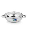 Airan Stainless Steel Kadhai Induction Bottom With Glass Lid Small. 