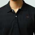 KADE Black Long-Sleeve Textured Polo Shirt For Men. 
