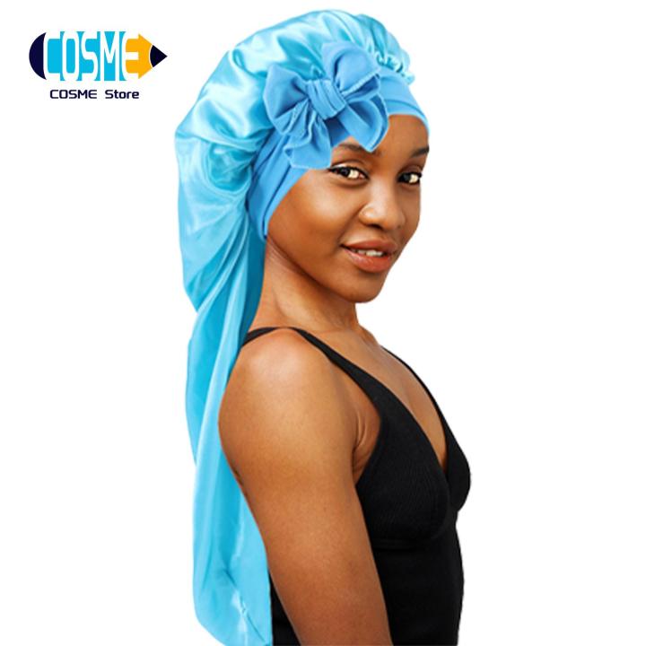 Satin%20Long%20Nightcap%20Large%20Adjustable%20Satin%20Braids%20Bonnet%20for%20Women%20Long%20Curly%20Hair%20Protection%20Hat%20for%20Sleeping%20Elastic%20Tie%20for%20Girls%20-%20Image%202