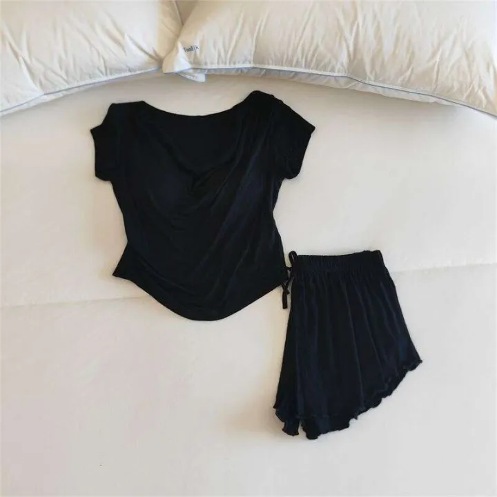 Sweet%20Korean%20Pamas%20for%20Women,%20Spring%20and%20New%20Short%20Sleeve,%20Wearable%20Outside,%20Pure%20Desire%20Lazy%20Style%20Homewear%20Summer%20Set%20-%20Image%207