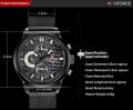 NAVIFORCE  Nf9068 Chronograph Date/Day Stainless Steel Mesh Strap Quartz Sport Watch Relogio Masculino For Men. 