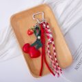 Rope Design Red And Black Leather Rope Keychain Leather Material Charm Pendant Ribbon Bag Charm Weaving Style Cherry Pendant Trendy Jewelry. 