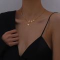 【Trendy designs】Simple Retro Sense K Gold MORE Necklace Women's Instagram Style Cold Style Collarbone Necklace Chain. 
