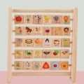 Puzzle Toys English Alphabet Letter Cognitive Toy Arithmetic Cartoon Pattern Wooden Letter Board Bead Abacus Intelligence Early Education Board Baby Gift. 