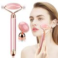 Finishing Touch Flawless Contour Facial Roller & Massager Vibrating Rose Quartz Battery Operated. 