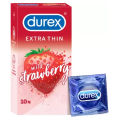 Durex Condoms | 30 Count (3 Mix Flavor Pack) | Bubblegum + Chocolate Strawberry | Extra Thin. 