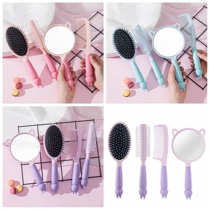 4pcs/set%20Hair%20Care%20Styling%20Tools%20Candy%20Colors%20Massager%20Comb%20Mirror%20Set%20Anti-slip%20Soft%20Makeup%20Mirror%20Hairbrush%20Set%20Cute%20Rabbit%20Design%20Cartoon%20Handheld%20Mirror%20Comb%20Set%20Travel%20-%20Image%202