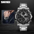 SKMEI 1389 MultiFunctional Business Analog Digital Stainless Steel Watches for Men - Silver. 