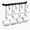 Coffee Mug Holder for Wall: 17-Inch Black Coffee Bar Cup Hanger Hooks - Hanging Coffee Cup Rack Storage Organizer 2Pcs Easy to Use. 