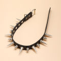 Long Spike Choker Punk Faux Leather Collar  Goth Style Necklace Accessories Natuo. 