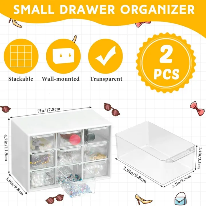 2%20Pcs%20Small%20Drawer%20Organizer%209%20Drawer%20Toolbox%20Mini%20Drawer%20Organizer%20with%20Clear%20Drawers%20Desktop%20Storage%20Box%20(Pink)%20-%20Image%202