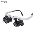 Sutuiying Portable Telescopic Magnifier Glasses Loupes with 2 LED Light 8X/15X/23X Luxury Lens Observation Magnifying Eyewear for Reading Jeweler. 