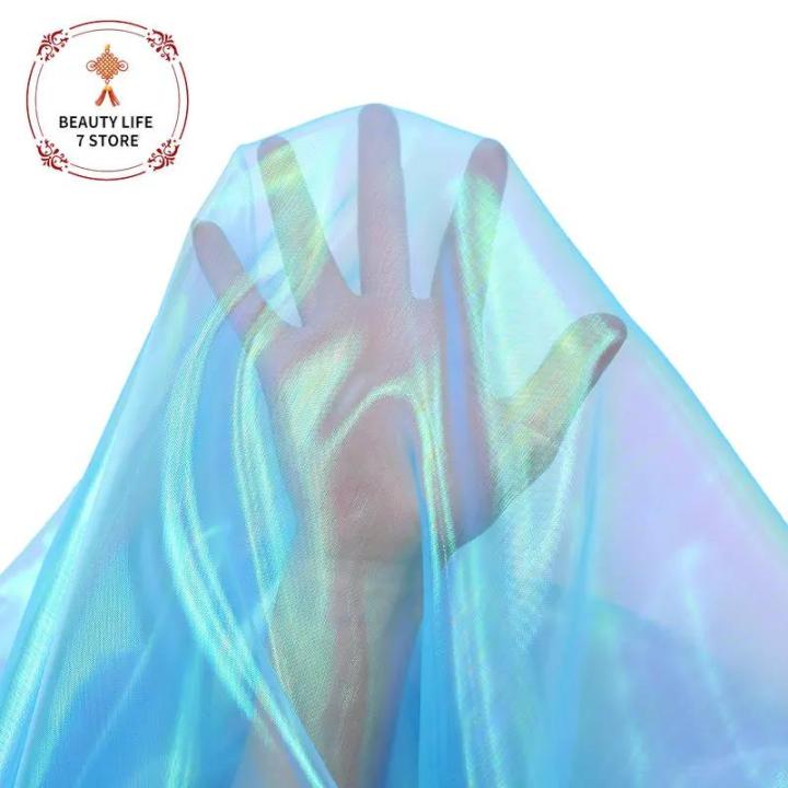 Laser%20tulle%20fabric%20organza%20Glass%20yarn%20colorful%20sewing%20mesh%20cloth%20Fluorescent%20yarn%20silk%20chiffon%20stage%20clothing%20transparent%20-%20Image%203