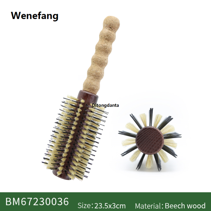 Wenefang%20Hairbrush%20Wooden%20Handle%20Comb%20Barrel%20Curl%20Hair%20Ladies%20Brush%20Handle%20Species%202%20Cork%20Wild%20Boar%20Shape%20Anti-static%20Round%20-%20Image%206