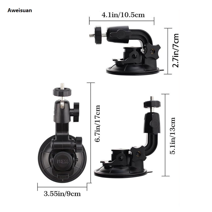 Aweisuan%209CM%20Car%20Suction%20Cup%20Universal%20Phone%20Holder%20Adjustable%201/4%20Adapter%202025%20For%20GoPro%2013%2012%2011%2010%209%20Insta360%20Osmo%20Action%205%204%203%20Smart%20phone%20-%20Image%203