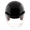 AXOR JET RETRO GLOSS BLACK HALF FACE MOTORCYCLE HELMET | RIDERS CHOICE NEPAL. 