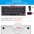 MacBook Pro 13 inch 2023 - 2020 Release M2 / M1 Chip Model A2338 A2289 A2251 with Touch Bar Keyboard Protector UK EU Layout Keyboard. 