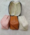 Travel PU Leather Cosmetic Makeup Bag and Makeup Organizer Side Zipper Pouch Travel Toiletry Kit. 