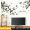Ink Wash Flower Tree Wall Stickers For Living Room Bedroom Home Background Wall Decor Self-adhesive Vinyl Sticker Wallpaper. 