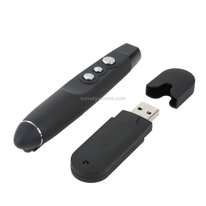 Wireless Presenter with Laser Pointer - Presentation Remote Control for PowerPoint Slides - 2.4GHz USB Dongle - Storage Pouch