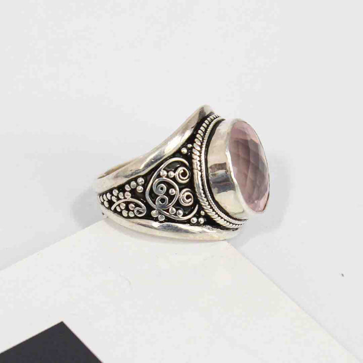 Pure%20Silver%20Unisex%20Ring%20With%20Natural%20Rose%20Quartz/%2010%20Gram%20-%20Image%203