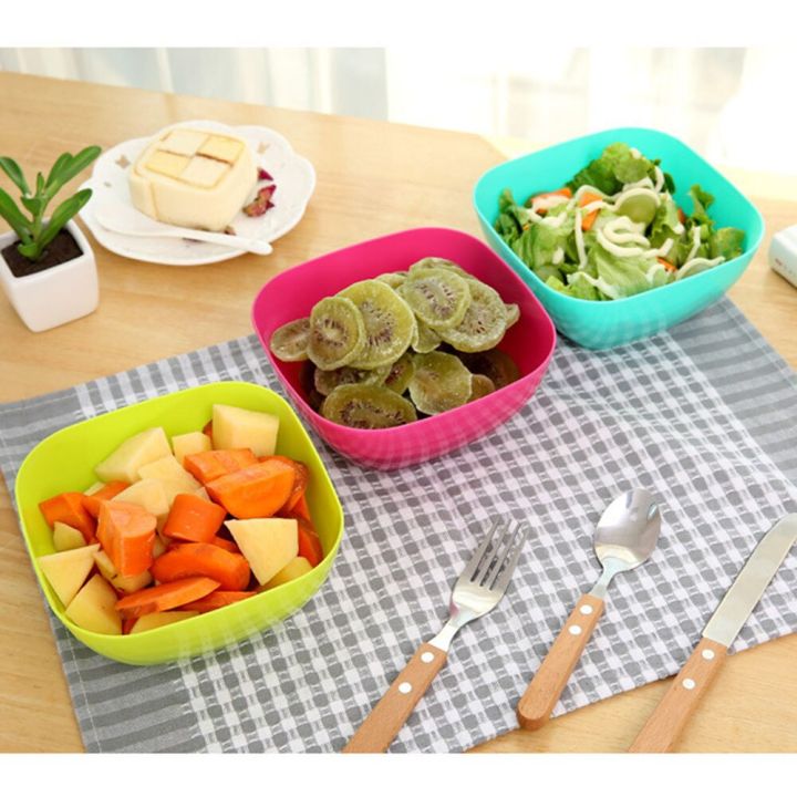 3 Colors Food-Grade Square Fruit Snack Candy Salad Plate Food Bowls