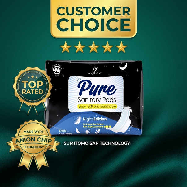 PURE%20Night%20Edition%20320mm%20%E2%80%93%20Overnight%20Protection%20Sanitary%20Pads%20%7C%208%20Pads%20%7C%20Anion%20Chip%20%7C%20Sumitomo%20SAP%20-%20Image%205