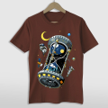 Cool Hourglass Space Station Cotton Unisex Summer T-shirt. 