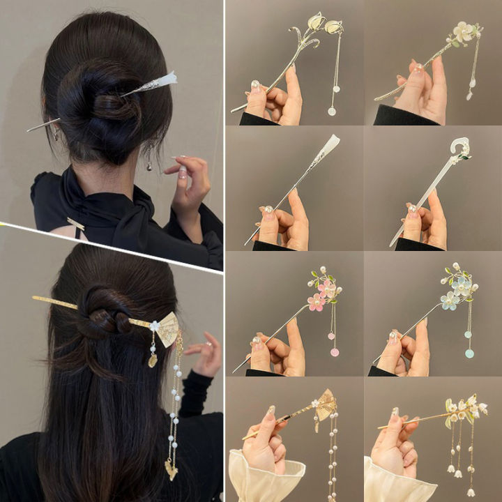 Classic Chinese Hair Stick Pins For Women Butterfly Flower Star Fresh Handmade Hairpins Charm Jewelry Accessories Hair Ornaments Conbo