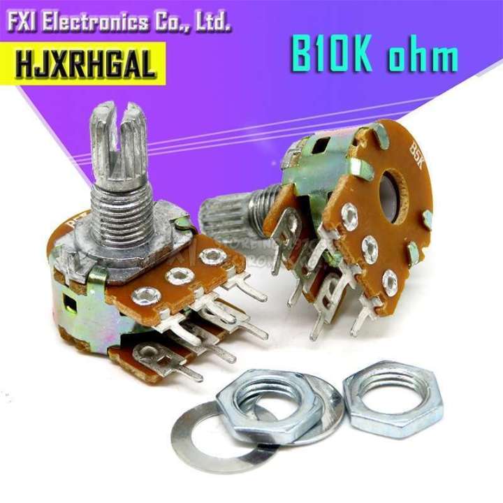 5PCS WH148 B10K 6PIN 10K ohmPotentiometer 15mm shaft with hot nuts and ...