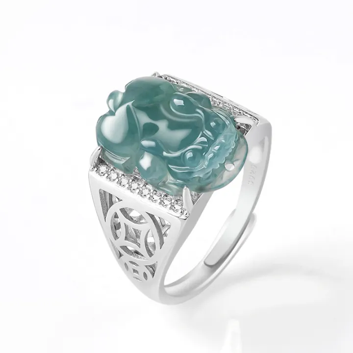 %E3%80%90Unlimited%20repurchase%E3%80%91S925%20Silver%20Inlaid%20Pure%20Natural%20A%20Goods%20Jade%20Blue%20Water%20Pixiu%20Jade%20for%20Men%20and%20Women%20Adjustable%20Couple%20Fashion%20Ring%20-%20Image%202
