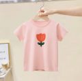 Korean children's clothing for girls, new Korean flower print, short sleeves, foreign style baby girl, forest summer cool T-shirt tide. 