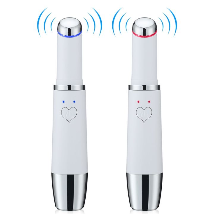 2025 Mini Eye Massager Pen LED Photon Therapy Anti Dark Circle Anti Wrinkle Pen Heating EMS Facial Massage Roller Eyes Care