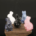Natural Crystal Jade Rabbit Ornament Cute Hand Carved Gemstone Crystal Rabbit Bunny Figurine Animal Carving Statue Home Decor 7DD. 