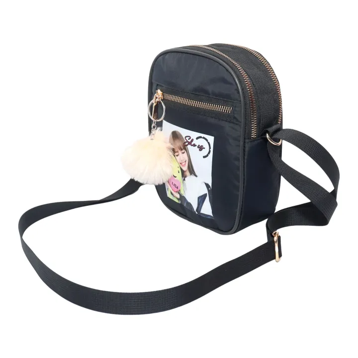 Black%20Korean%20Side%20Zippered%20Design%20Girl%20Printed%20Bag%20Crossbody%20Bag%20For%20Women%20-%20Image%203