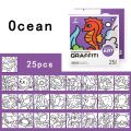 DIY Mini Cartoon Coloring Book Portable Note Coloring Watercolor Coloring Book 25Sheets Doodle Books Children's Art. 