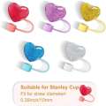 5 Pack Bling Hearts Covers Caps Stanely Cup Accessories Reusable Shining Love Silicone Straw Topper for 40 Oz Tumbler. 