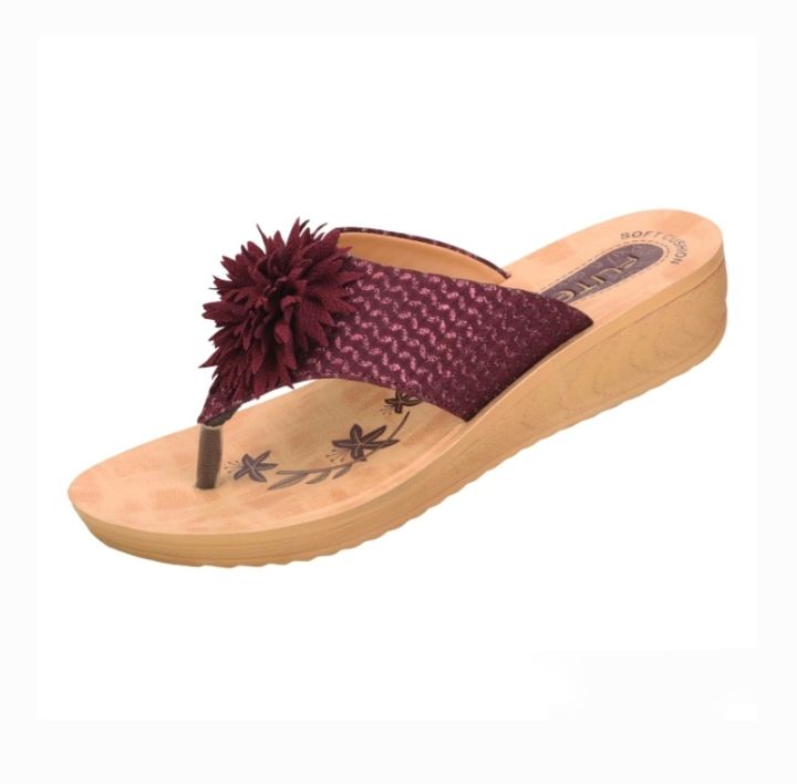 Flite by Relaxo Maroon/Beige Flip Flop Outdoor Slipper For Women