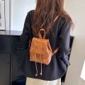 Portable PU PU Backpack Small Pack Brown Solid Color Shoulder Bag Solid Color Handbag Retro Backpack Outdoor. 