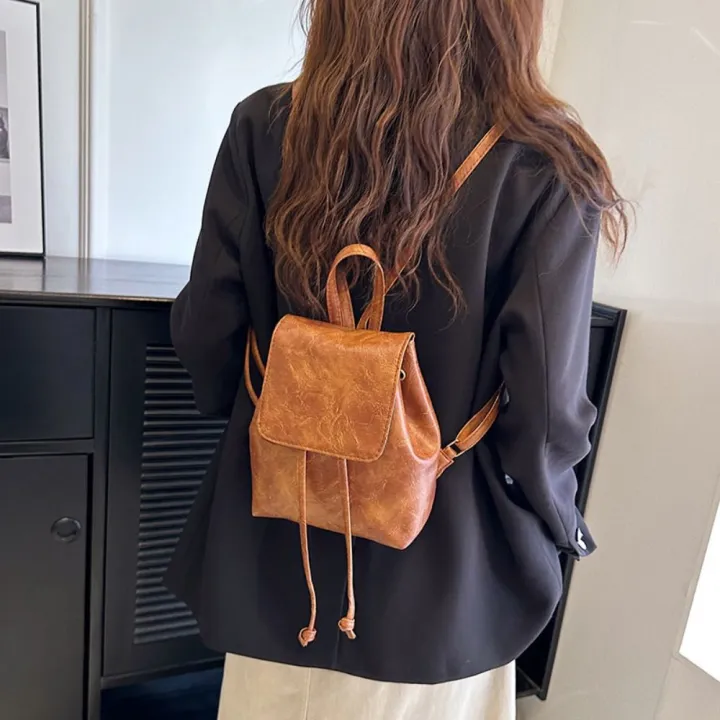 Portable%20PU%20PU%20Backpack%20Small%20Pack%20Brown%20Solid%20Color%20Shoulder%20Bag%20Solid%20Color%20Handbag%20Retro%20Backpack%20Outdoor%20-%20Image%207