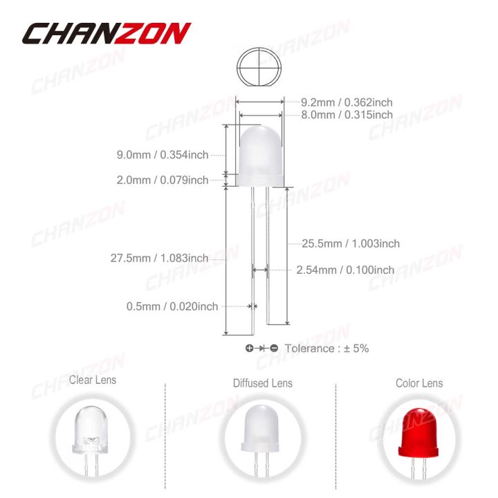 50pcs%208mm%20LED%20Emitting%20Diode%20Micro%20Indicator%20White%20Red%20Green%20Blue%20Yellow%203V%20DIY%20Circuit%20Transparent%20Diffused%20Arduino%20Bulb%20-%20Image%202